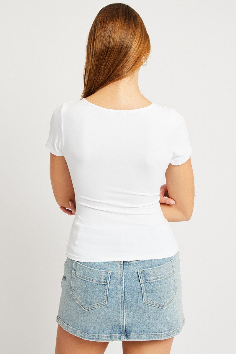 White Supersoft Top Short Sleeve for Ally Fashion