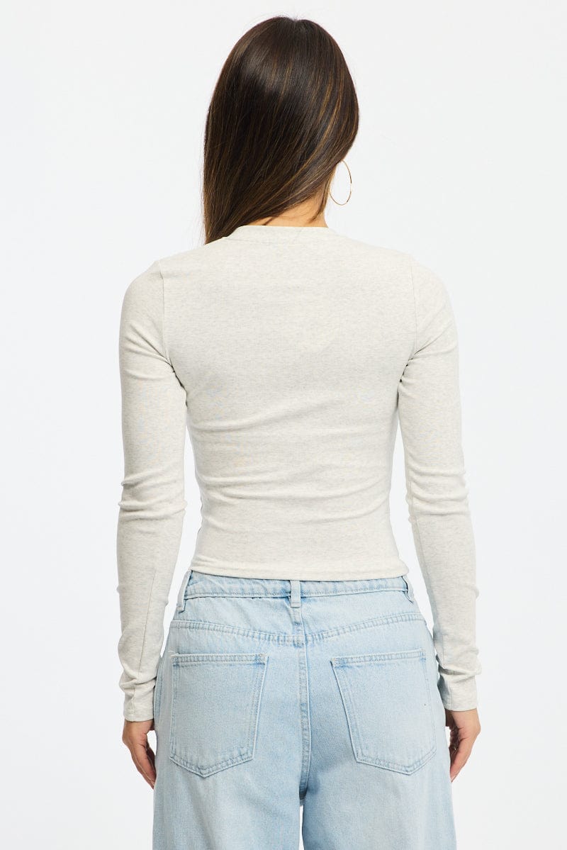 Grey Graphic Tee Long Sleeve for Ally Fashion