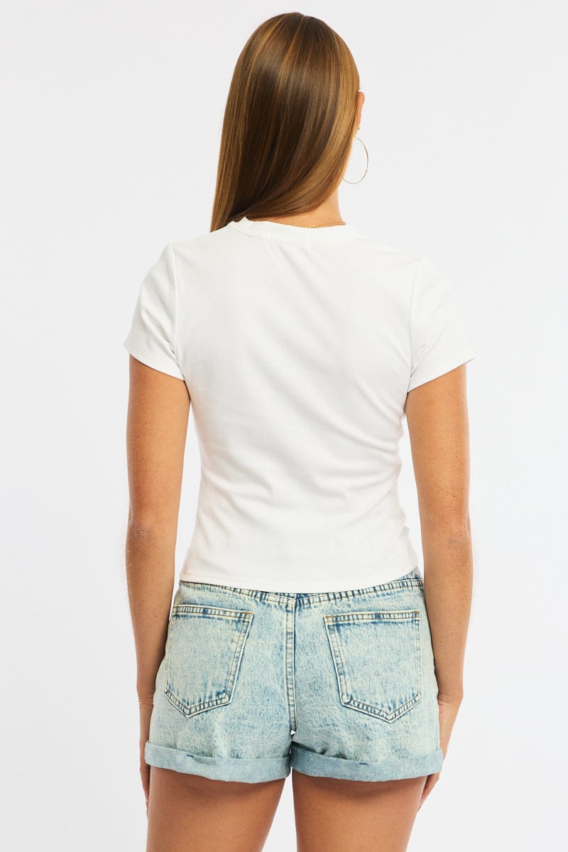 White Graphic Tee Short Sleeve for Ally Fashion