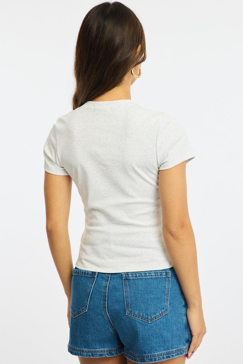 Grey Graphic Tee Short Sleeve for Ally Fashion