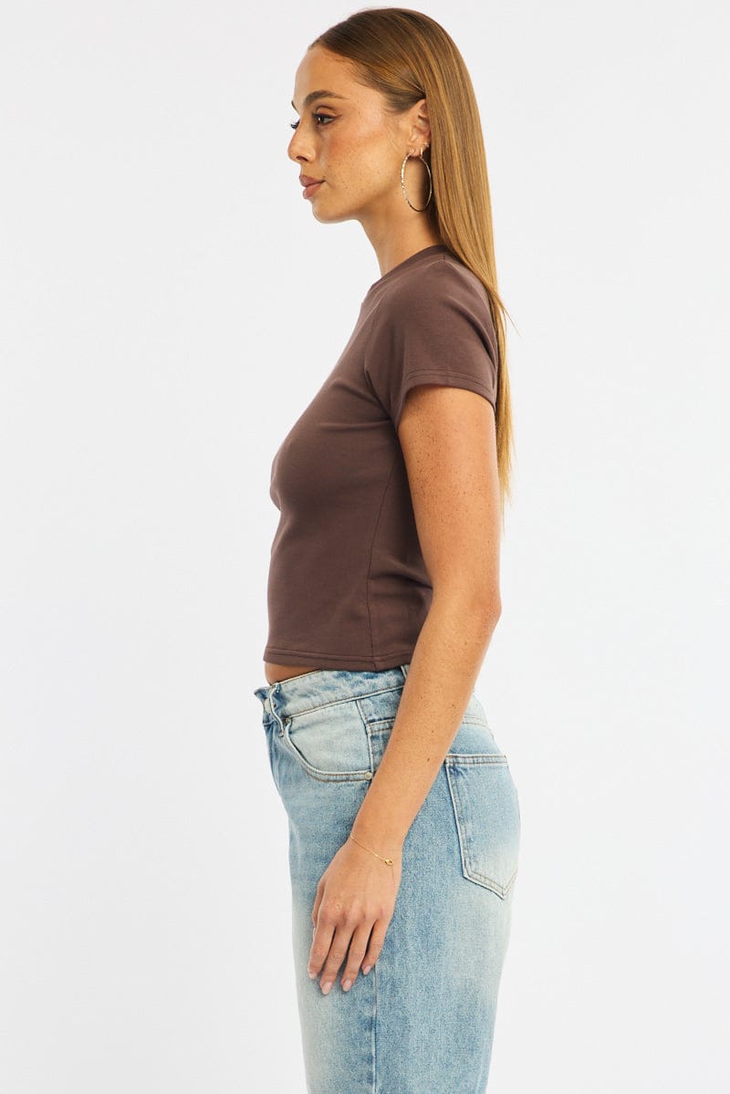 Brown Graphic Tee Short Sleeve for Ally Fashion