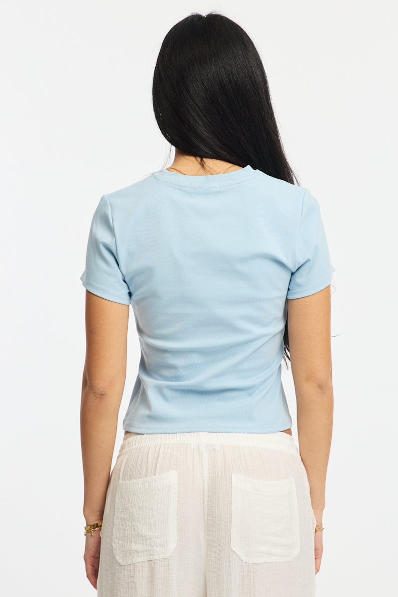 Blue Graphic Tee Short Sleeve for Ally Fashion
