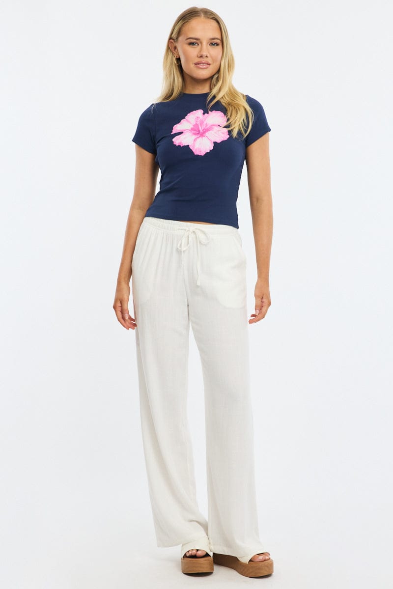 Blue Graphic Tee Short Sleeve for Ally Fashion