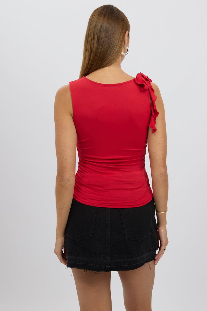 Red Ruffle Top Supersoft for Ally Fashion