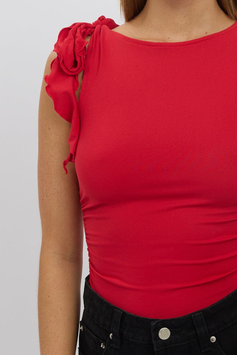 Red Ruffle Top Supersoft | Ally Fashion