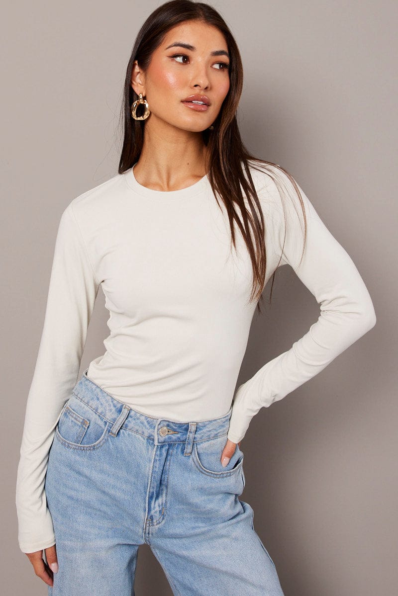 White Supersoft Top Long Sleeve for Ally Fashion