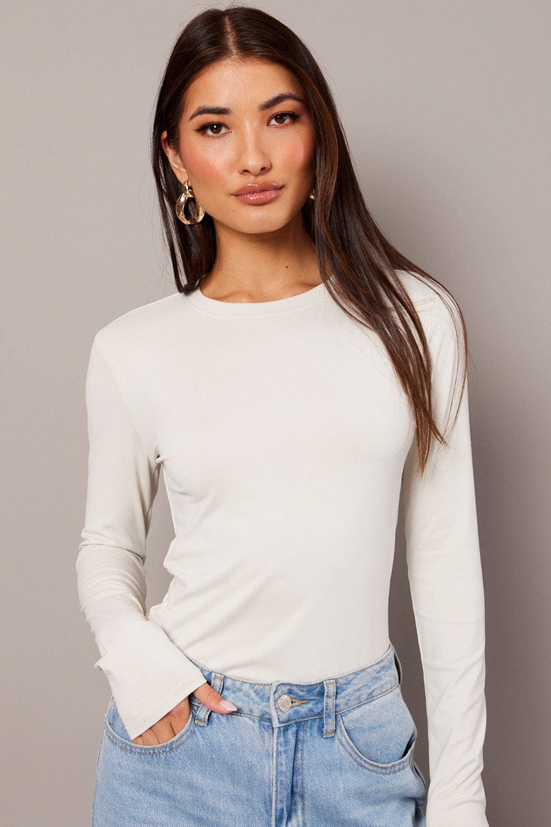 White Supersoft Top Long Sleeve for Ally Fashion