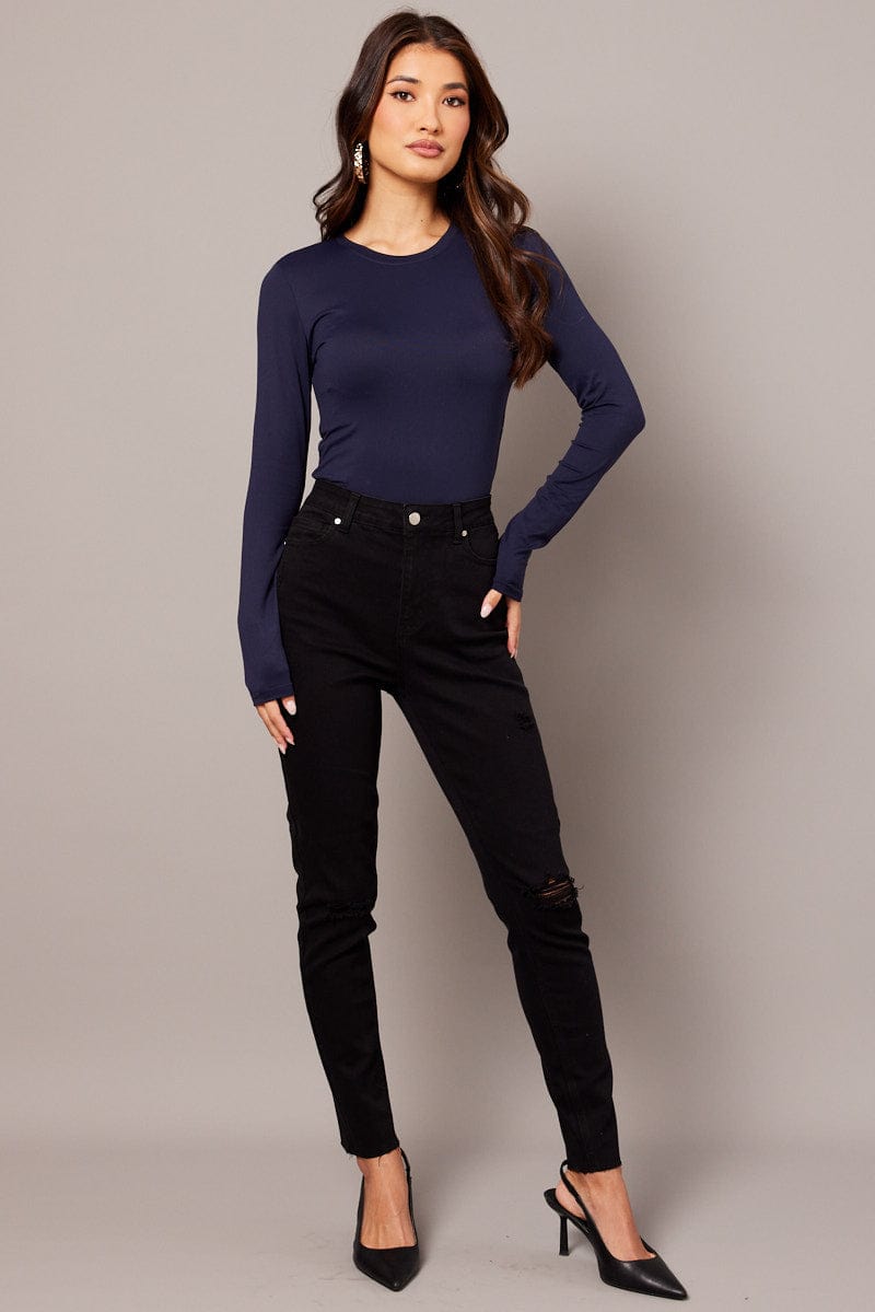 Blue Supersoft Top Long Sleeve for Ally Fashion