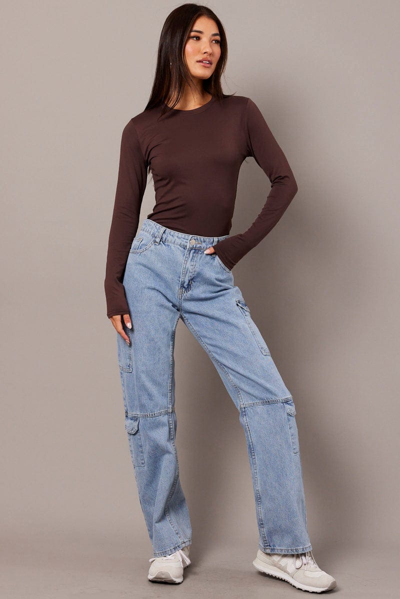 Brown Supersoft Top Long Sleeve for Ally Fashion