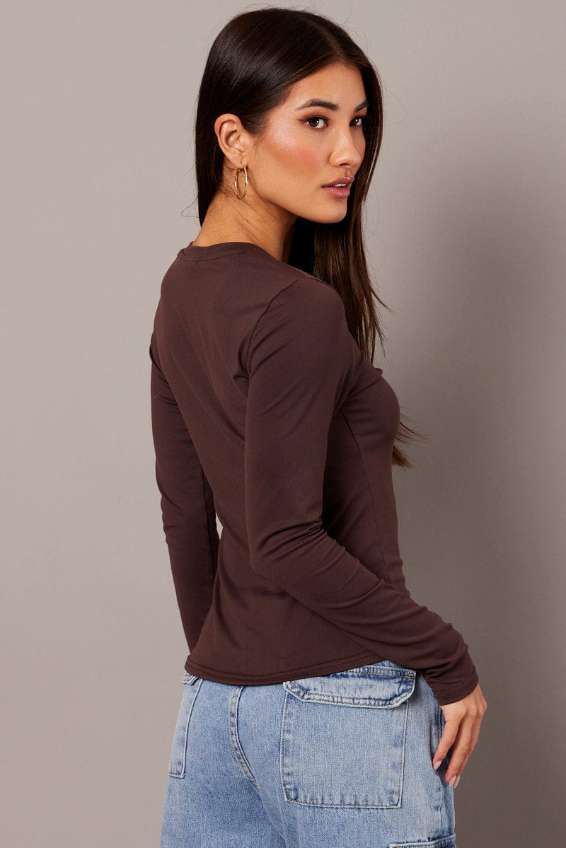 Brown Supersoft Top Long Sleeve for Ally Fashion