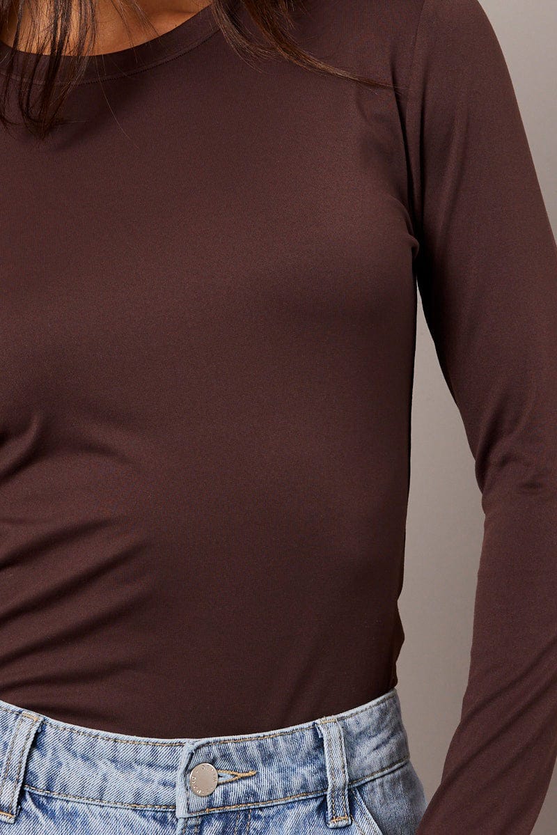 Brown Supersoft Top Long Sleeve for Ally Fashion