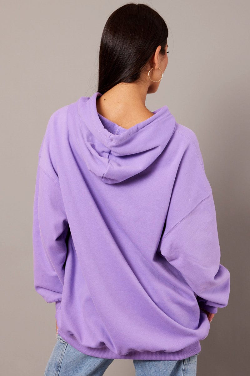 Purple Graphic Hoodie Sweater Long Sleeve for Ally Fashion