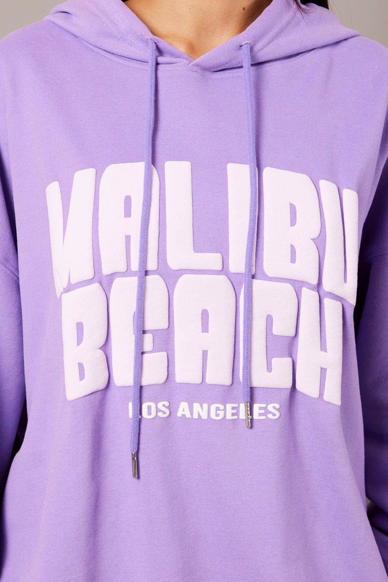 Purple Graphic Hoodie Sweater Long Sleeve for Ally Fashion