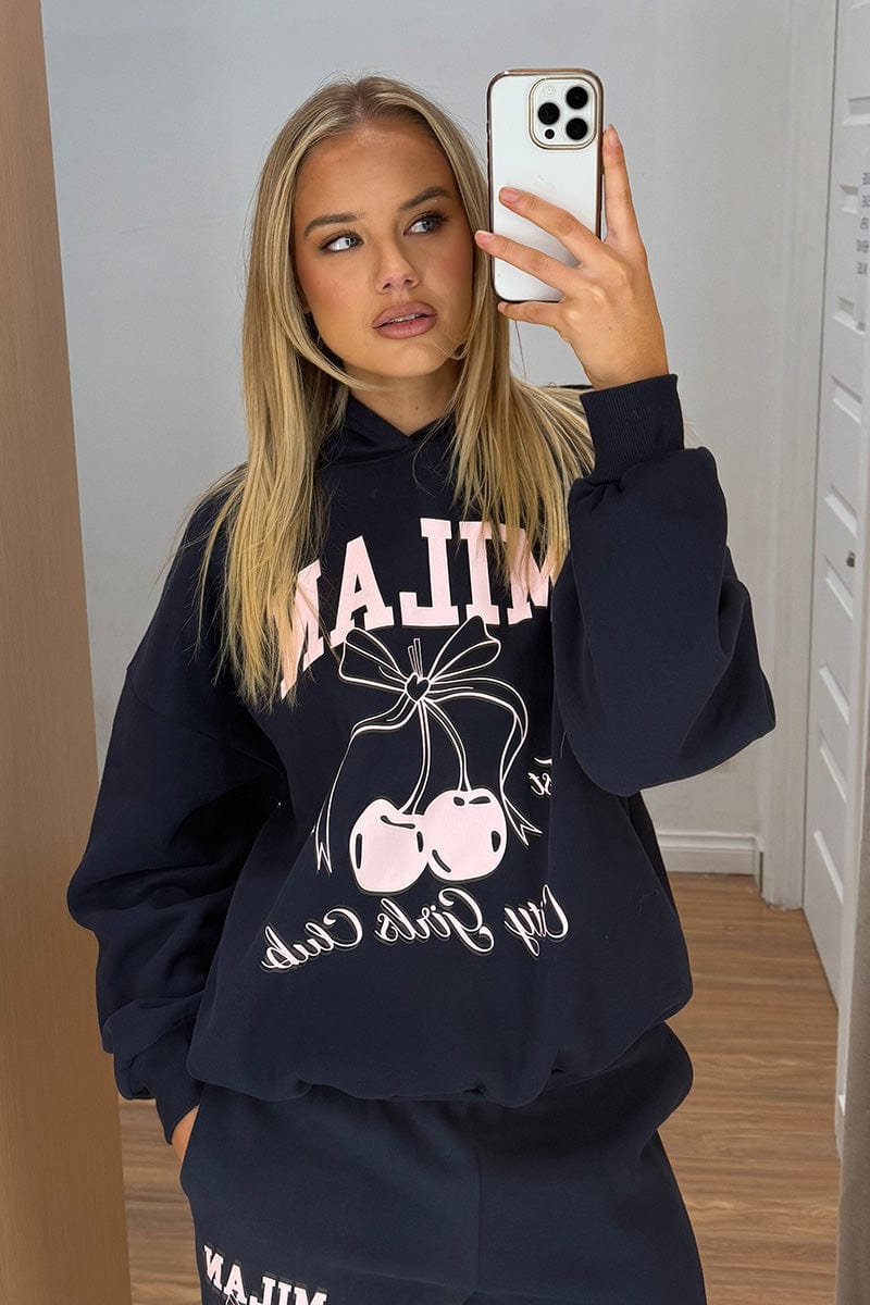 Blue Graphic Sweater Long Sleeve for Ally Fashion