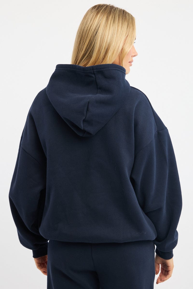 Blue Graphic Sweater Long Sleeve for Ally Fashion