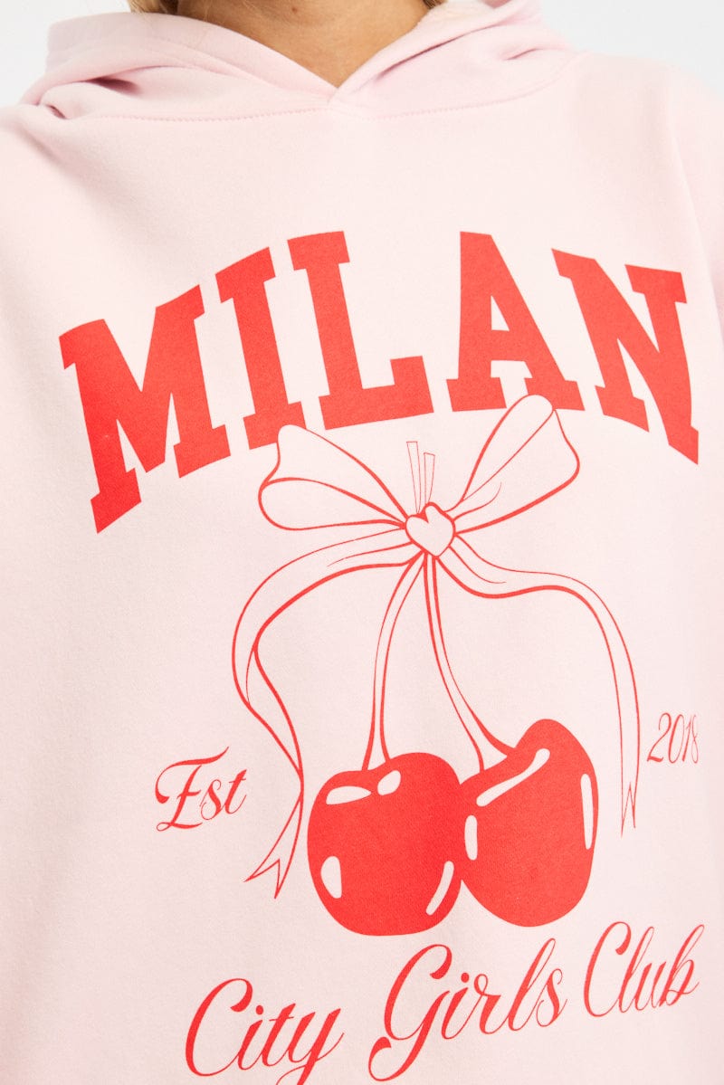 Pink Graphic Sweater Long Sleeve for Ally Fashion