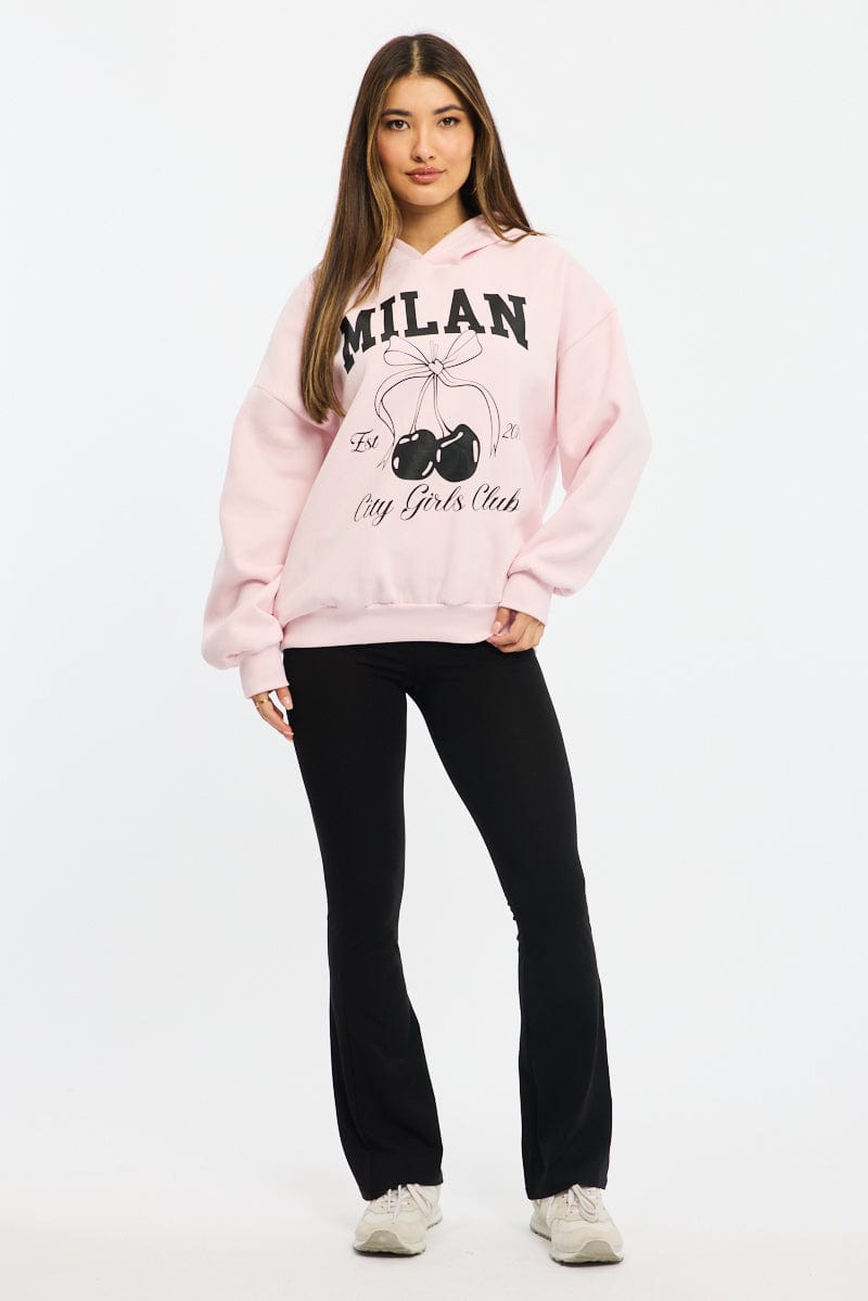 Pink Graphic Sweater Long Sleeve for Ally Fashion