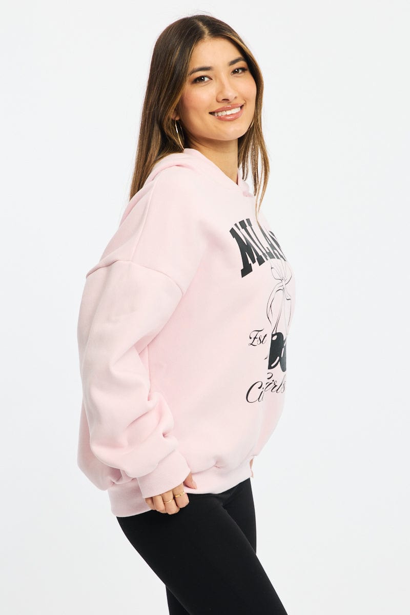Pink Graphic Sweater Long Sleeve for Ally Fashion