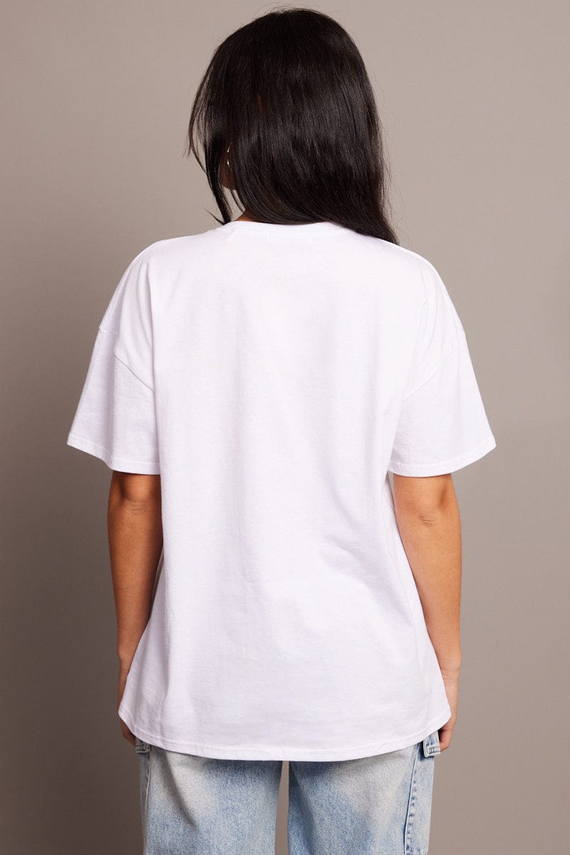 White Graphic Tee Short Sleeve for Ally Fashion