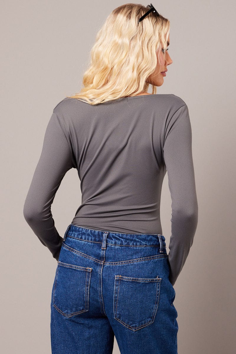 Grey Supersoft Top Long Sleeve for Ally Fashion
