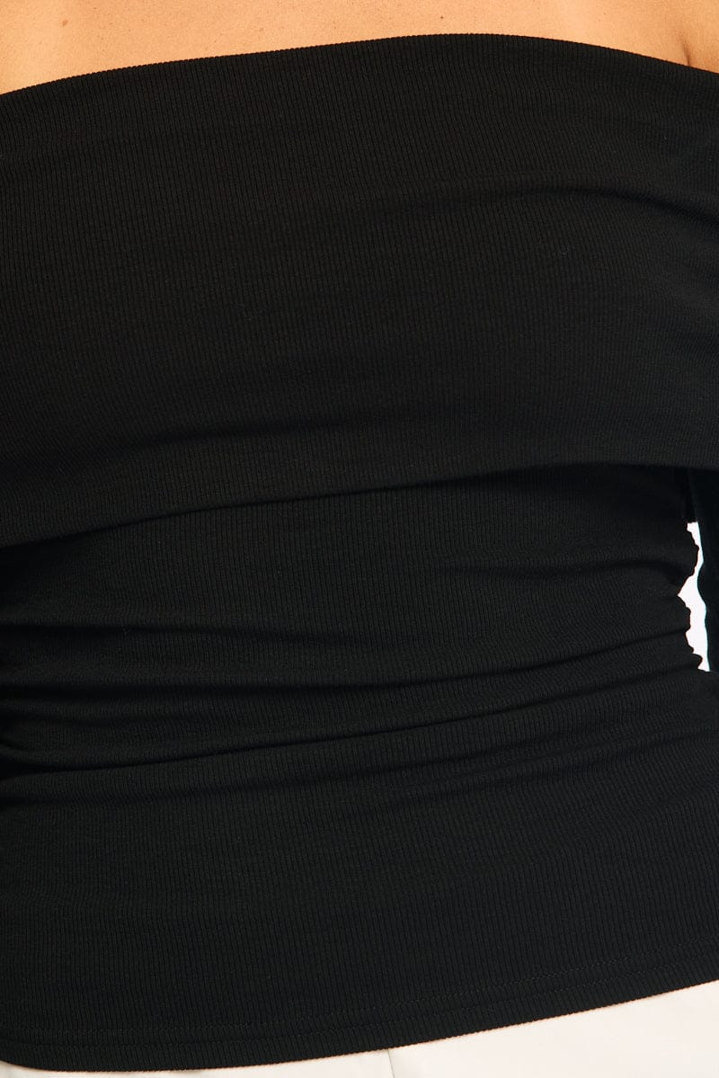 Black Off Shoulder Top Long Sleeve for Ally Fashion