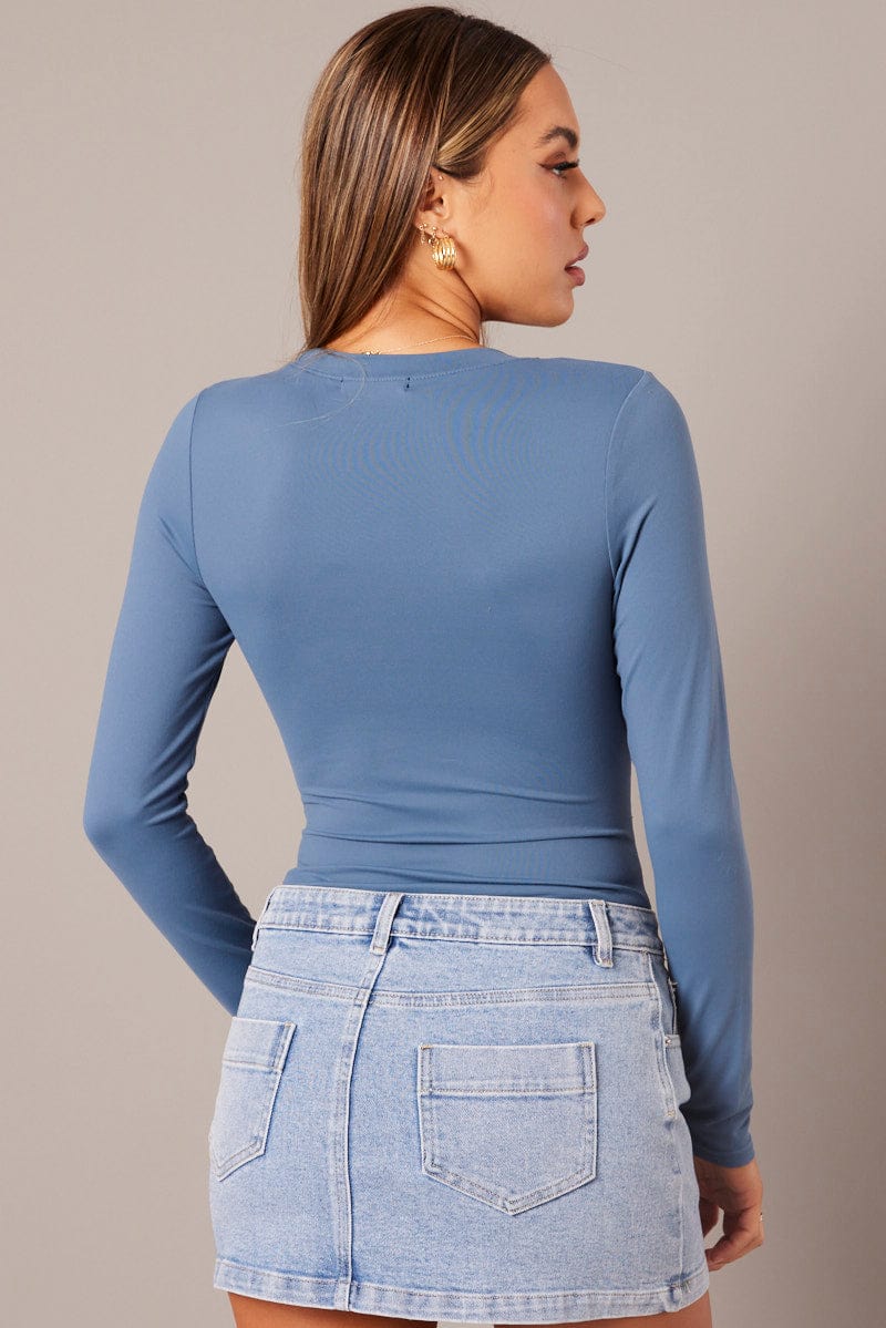 Blue Supersoft Bodysuit Long Sleeve for Ally Fashion