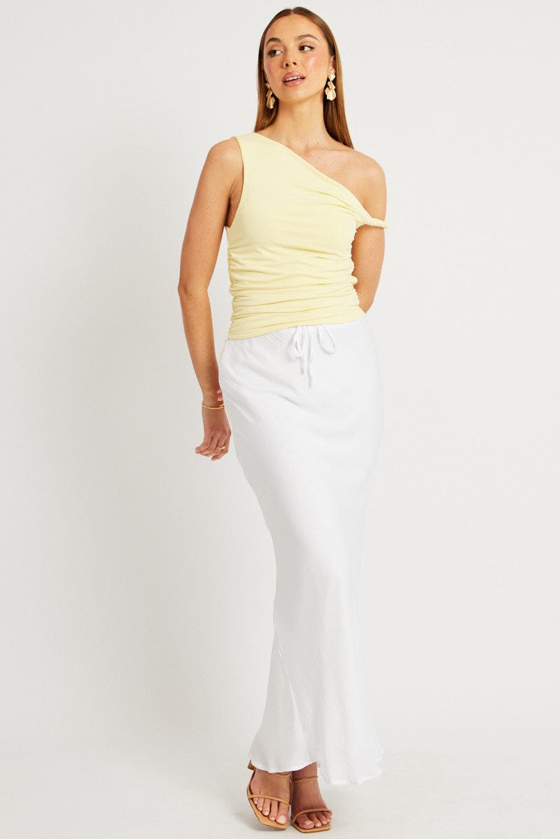 Yellow Supersoft Top Twist off Shoulder for Ally Fashion