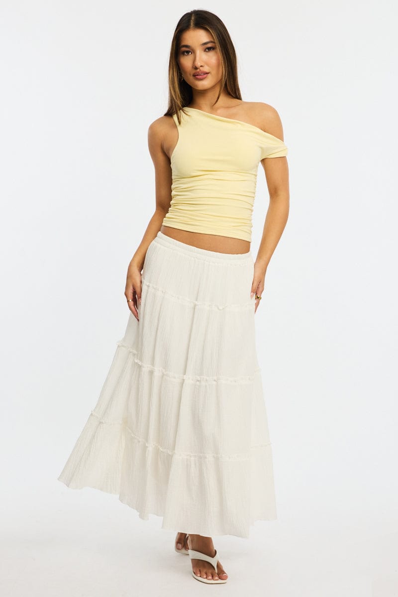 Yellow Supersoft Top Twist Off Shoulder for Ally Fashion