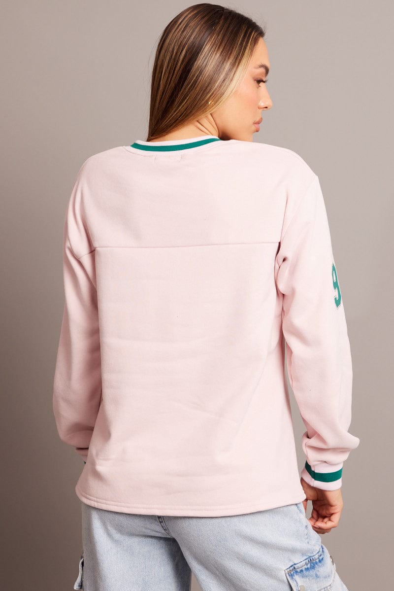 Pink Graphic Tee Long Sleeve for Ally Fashion