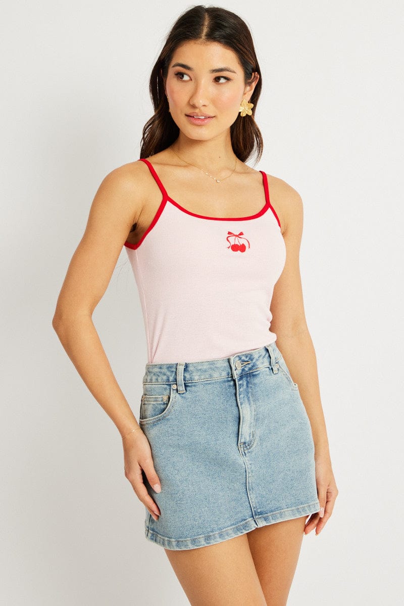 Pink Graphic Singlet Top | Ally Fashion