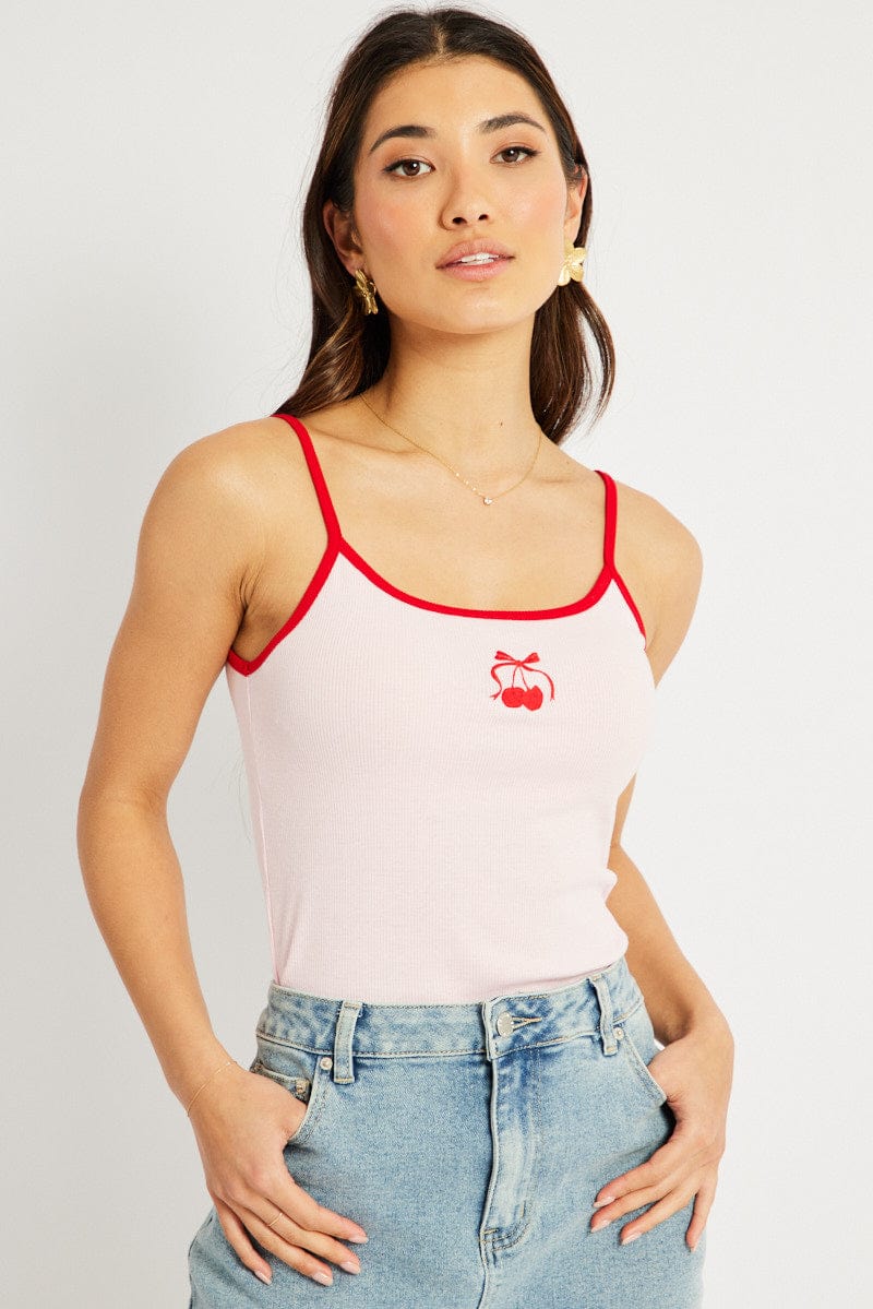 Pink Graphic Singlet Top for Ally Fashion