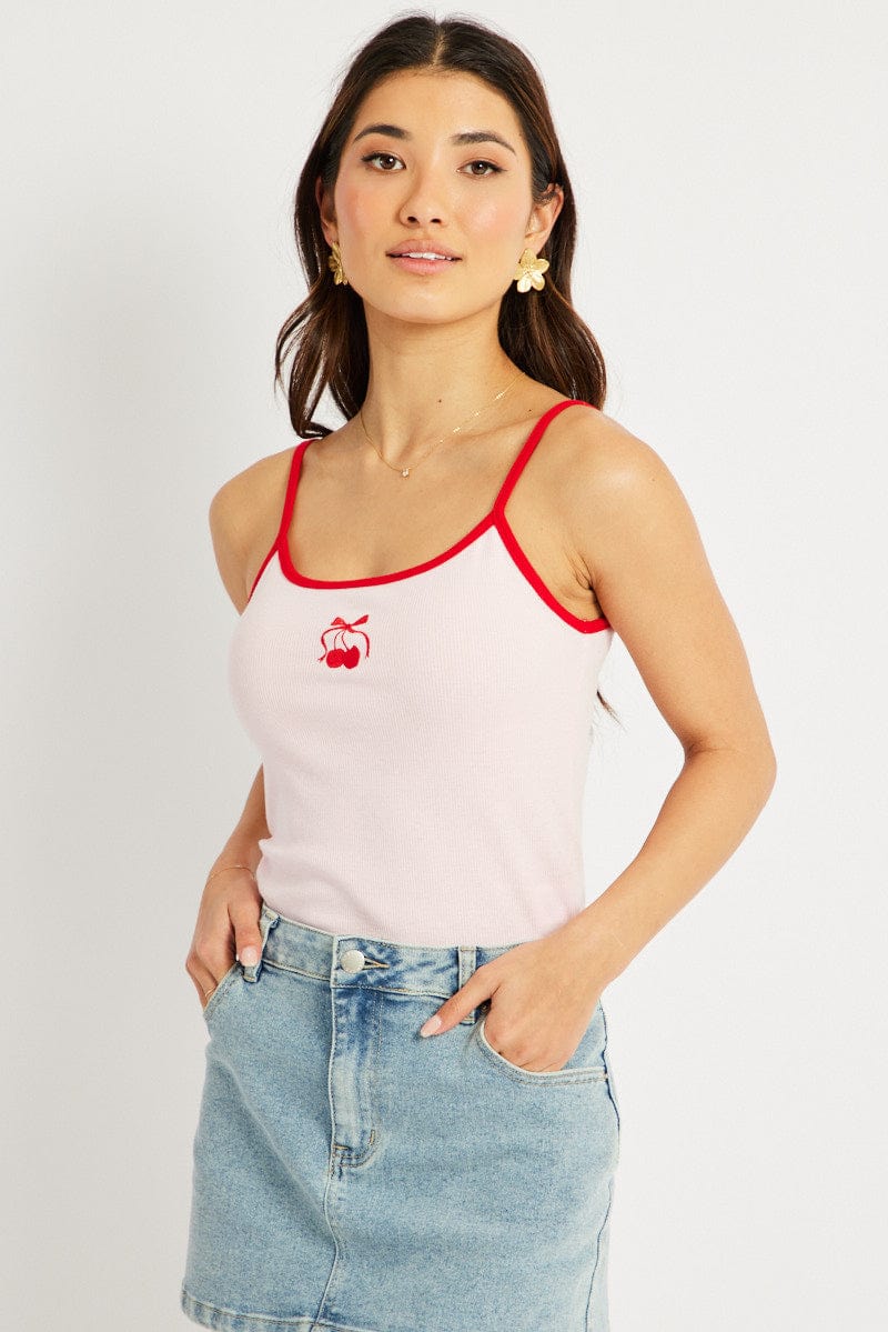 Pink Graphic Singlet Top for Ally Fashion