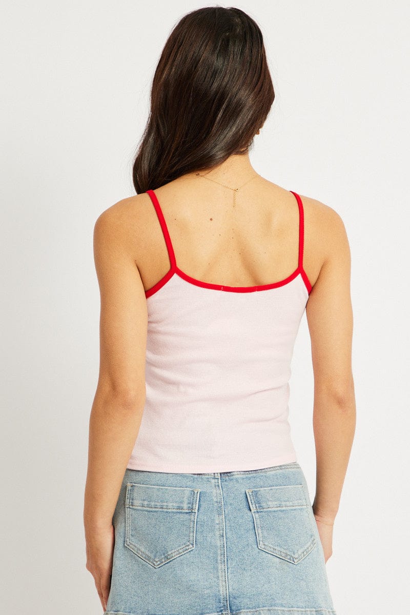 Pink Graphic Singlet Top for Ally Fashion