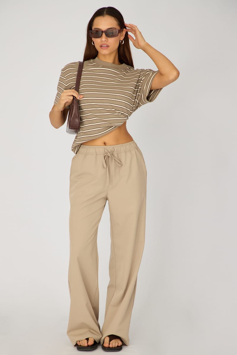 Grey Stripe Oversized Tee Short Sleeve for Ally Fashion