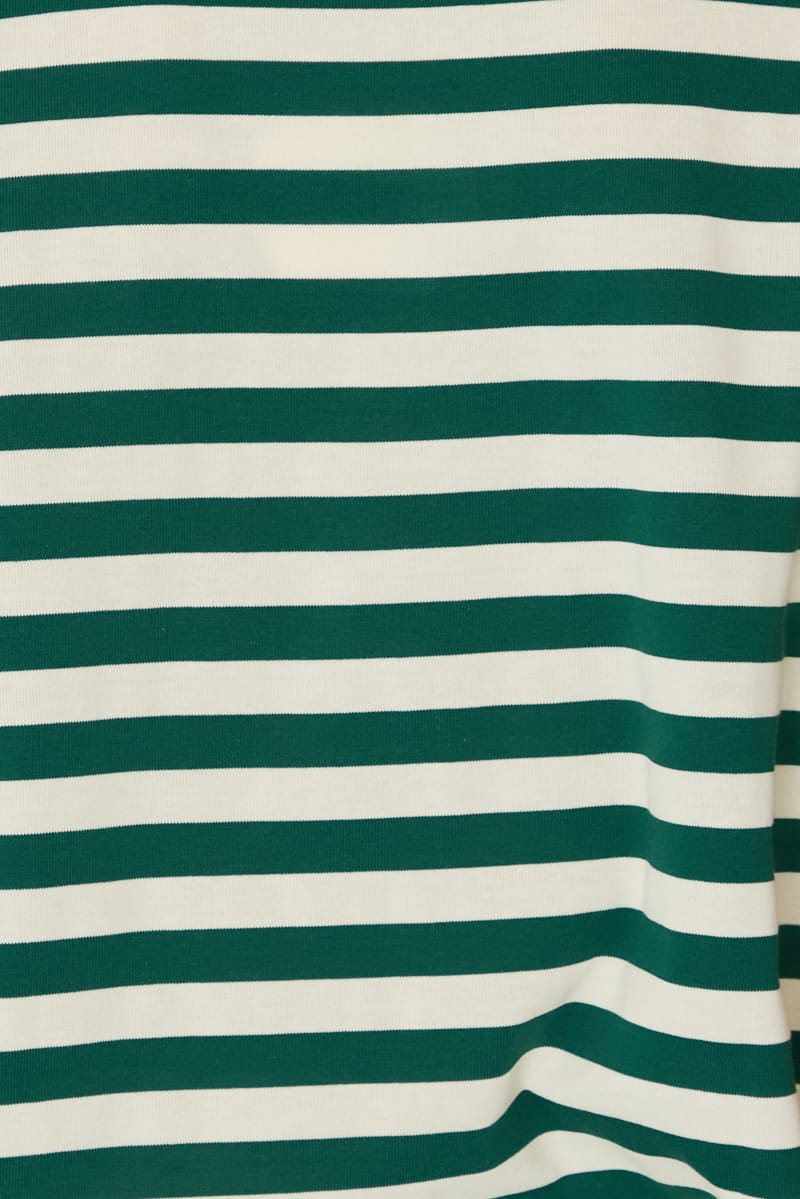 Green Stripe Oversized Tee Short Sleeve for Ally Fashion