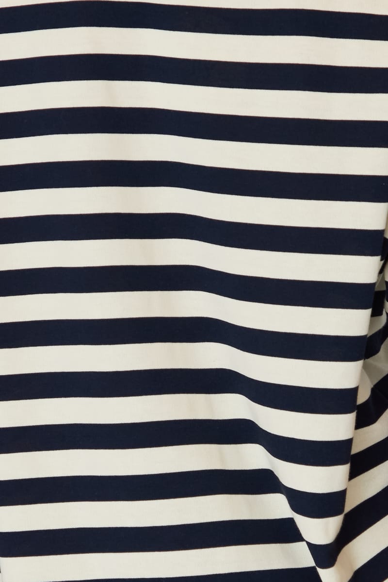 Blue Stripe Oversized Tee Short Sleeve for Ally Fashion