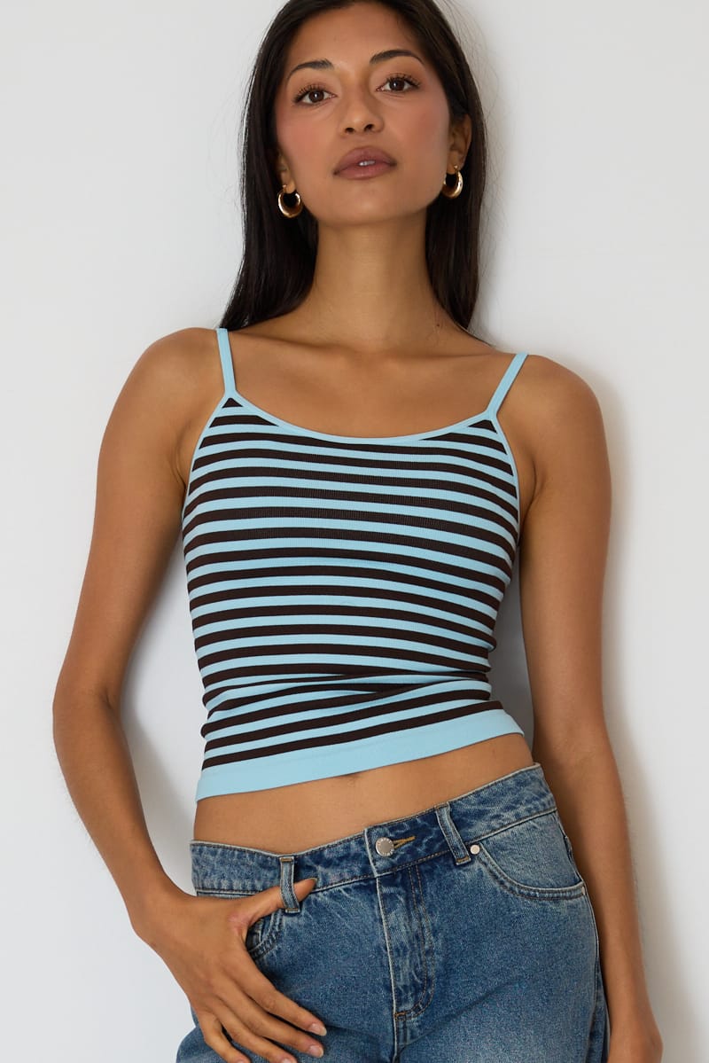 Blue Stripe Seamless Cami for Ally Fashion
