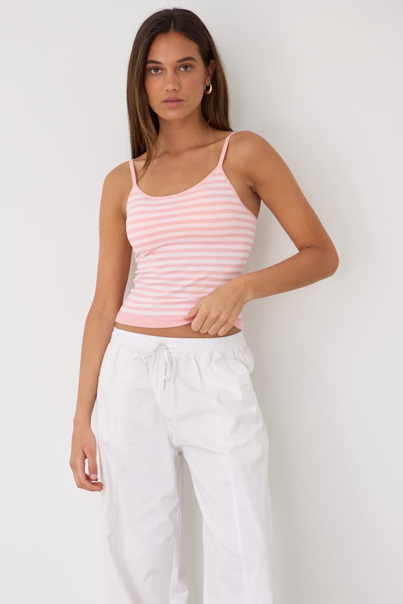 Pink Stripe Seamless Cami for Ally Fashion