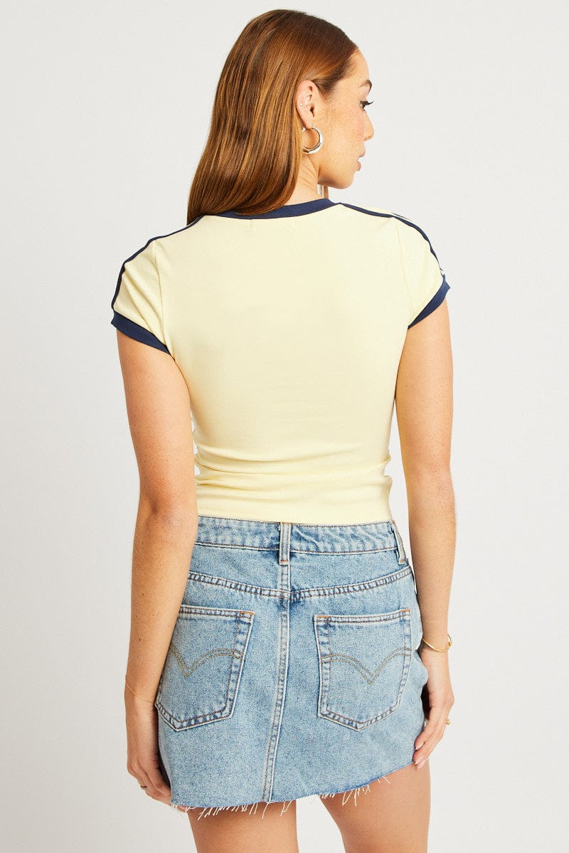 Yellow Graphic Tee Short Sleeve for Ally Fashion