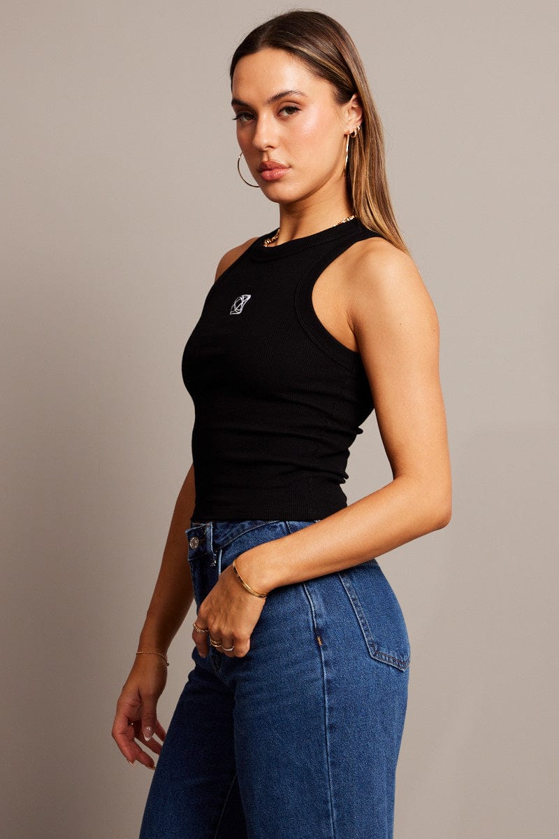 Black Rib Tank Sleeveless for Ally Fashion