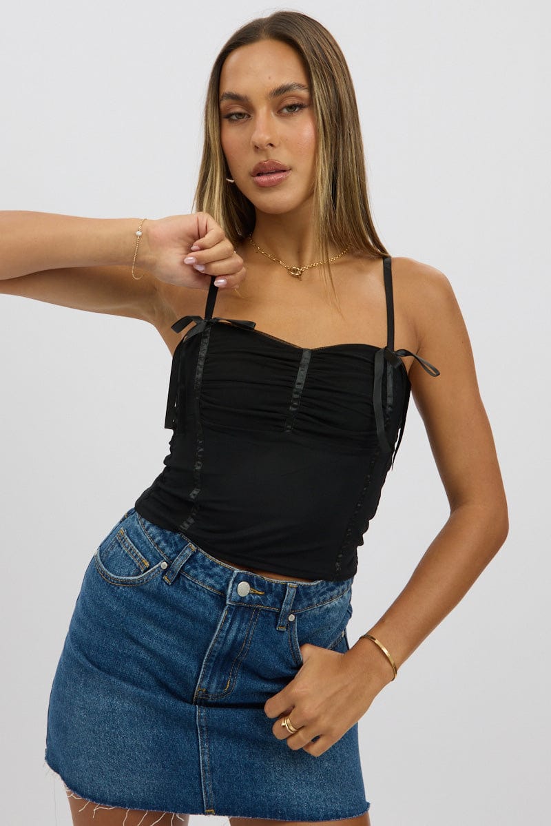 Black Mesh Singlet Top for Ally Fashion