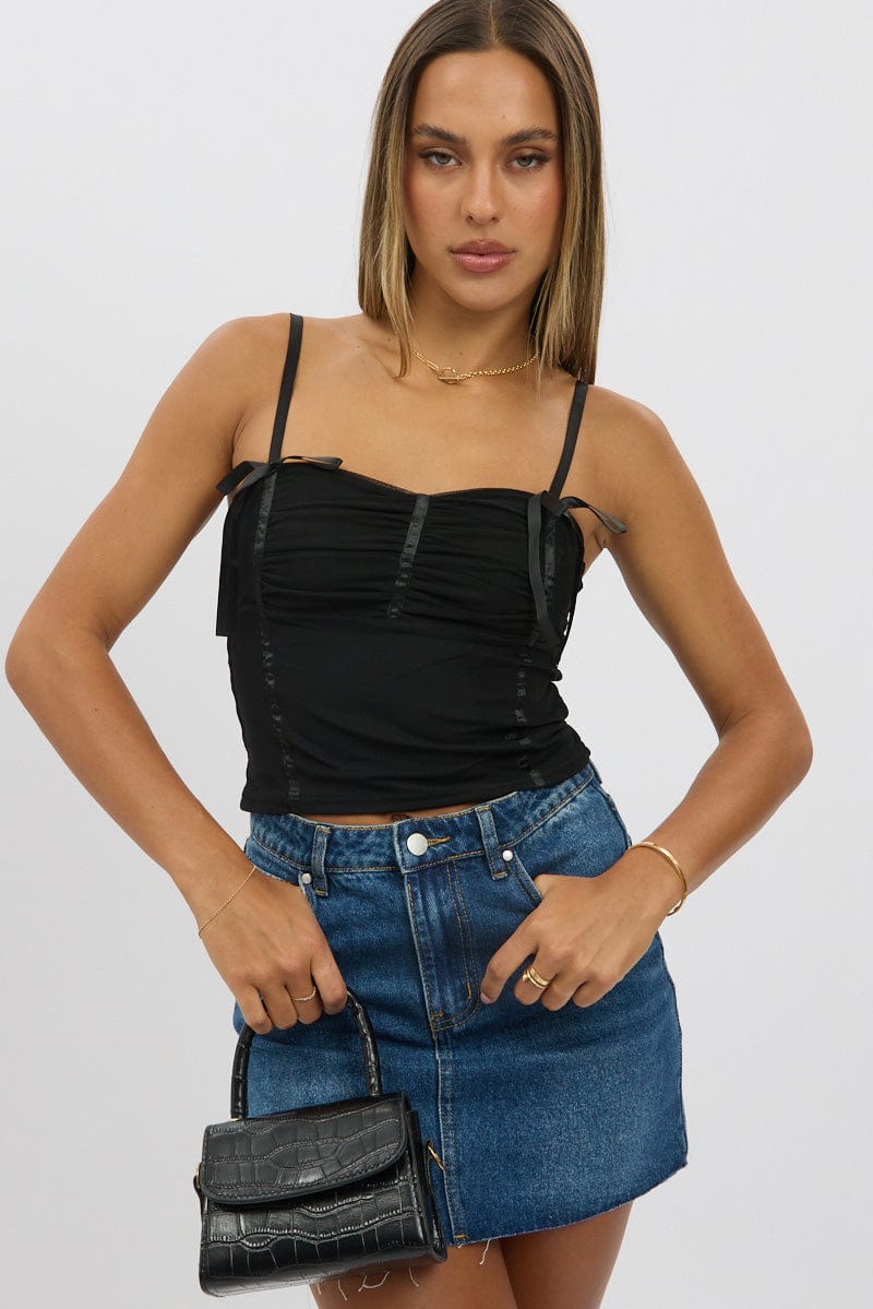 Black Mesh Singlet Top for Ally Fashion