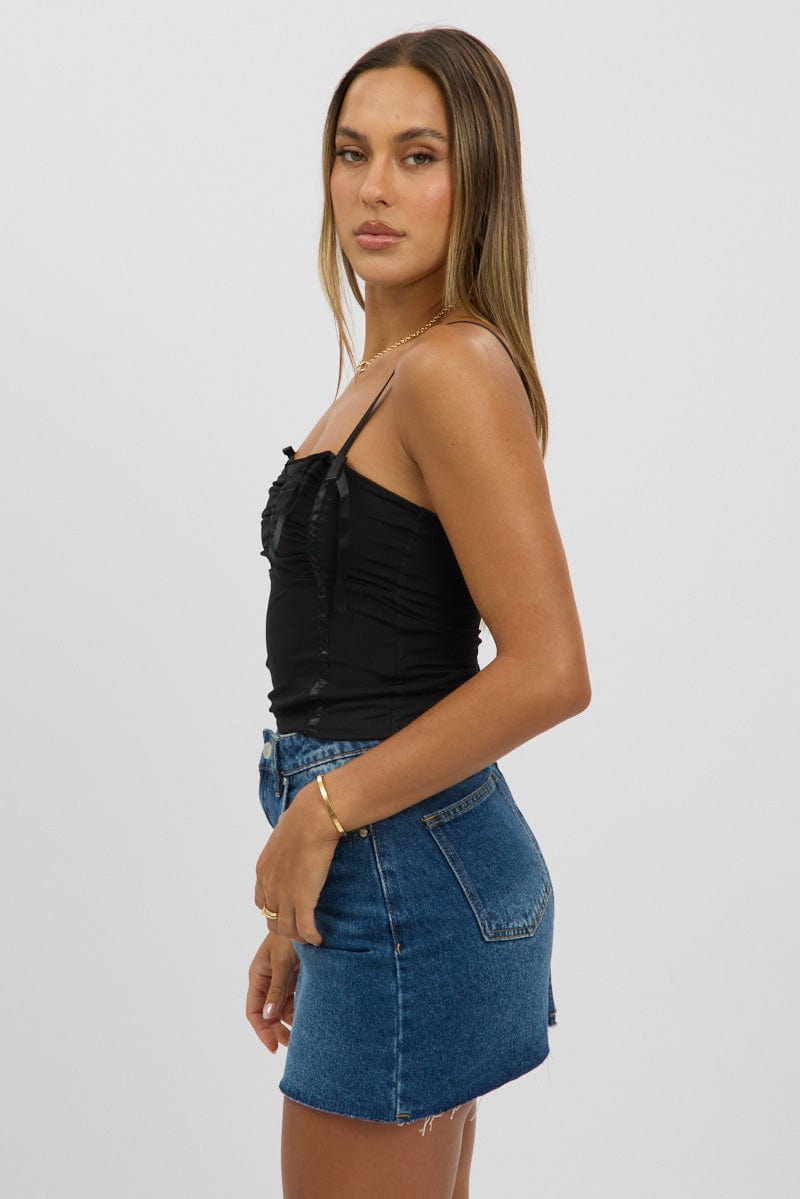 Black Mesh Singlet Top for Ally Fashion