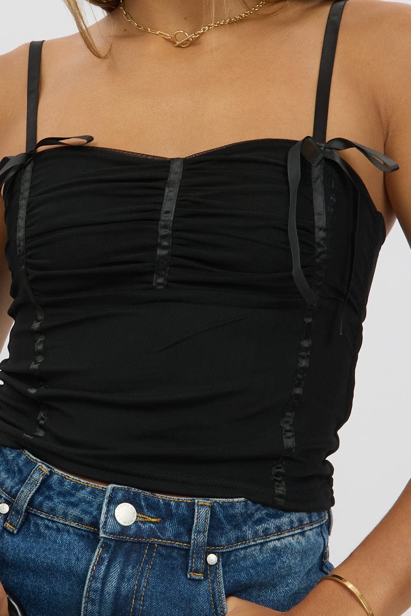 Black Mesh Singlet Top for Ally Fashion