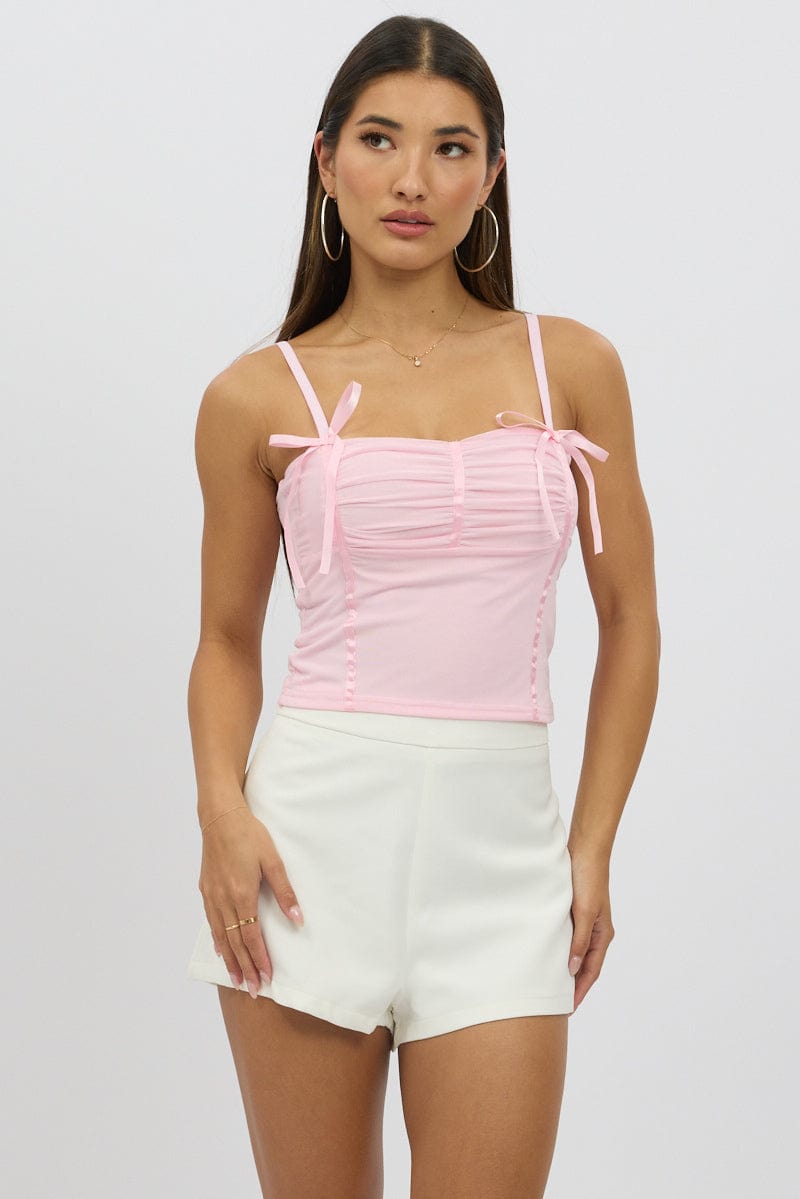 Pink Mesh Singlet Top for Ally Fashion