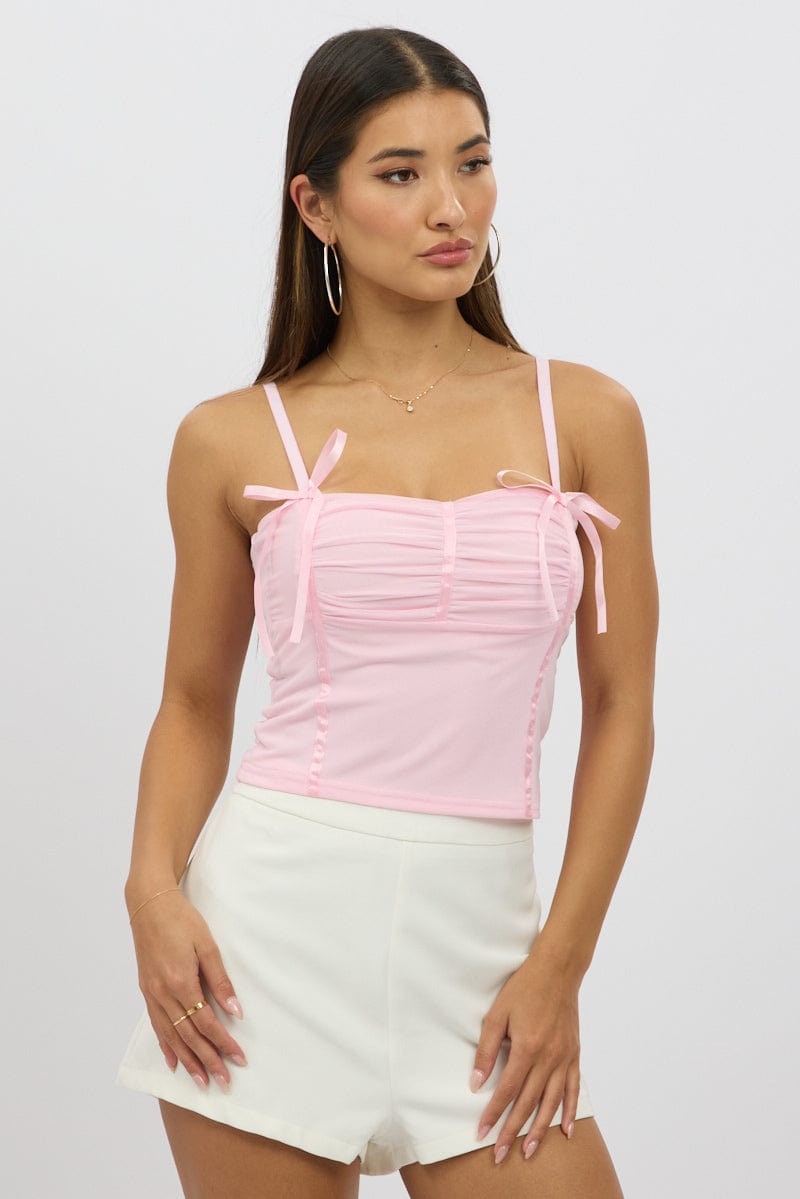 Pink Mesh Singlet Top for Ally Fashion