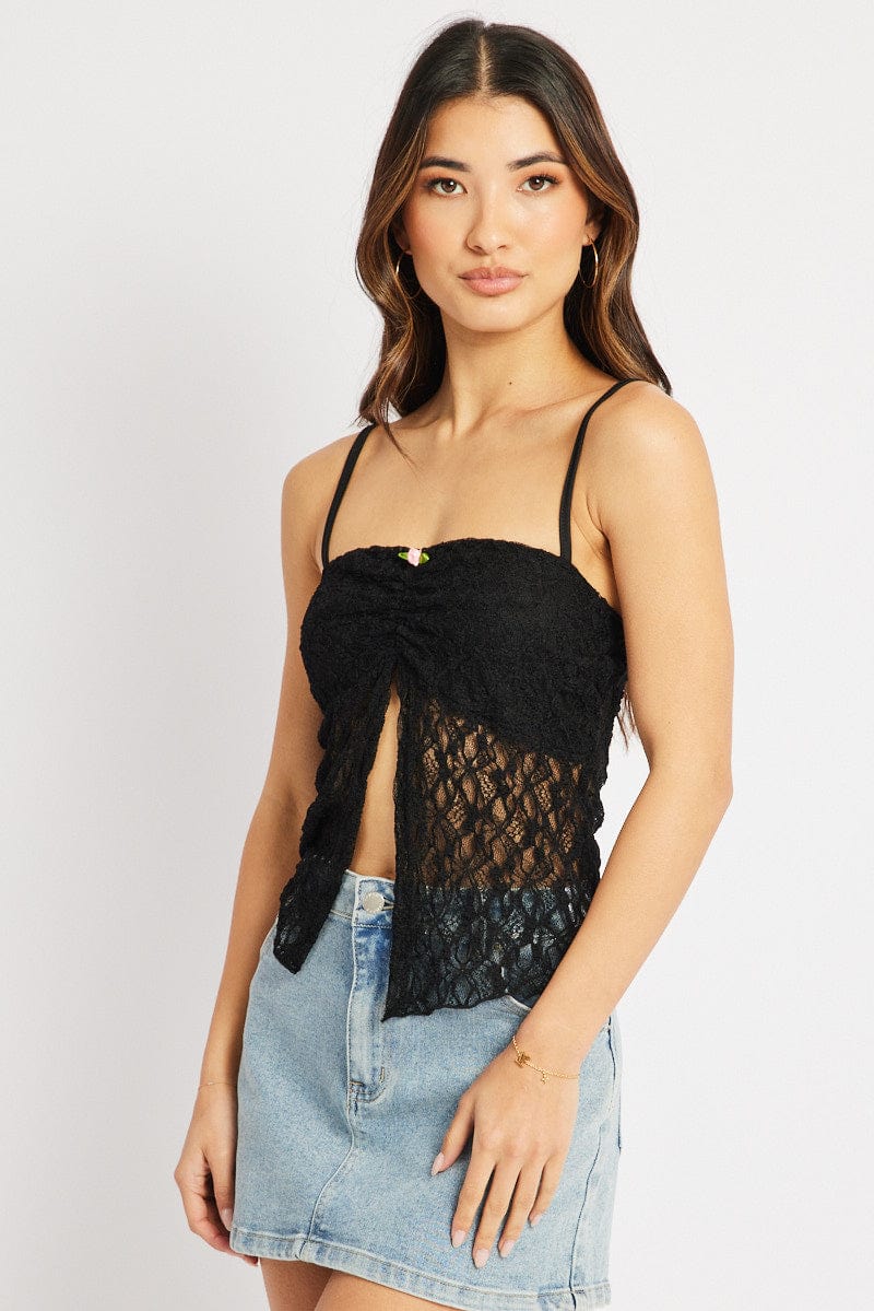 Black Lace Butterfly Top Singlet for Ally Fashion