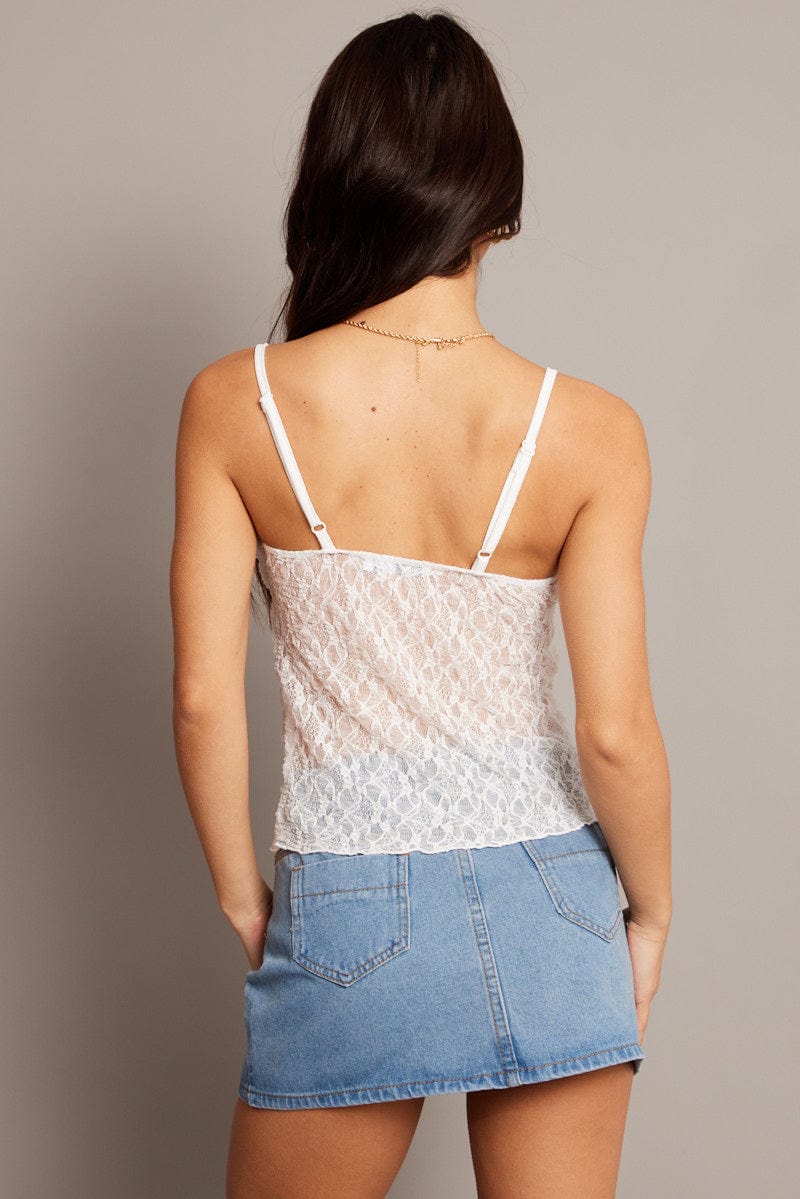 White Lace Butterfly Top Singlet for Ally Fashion