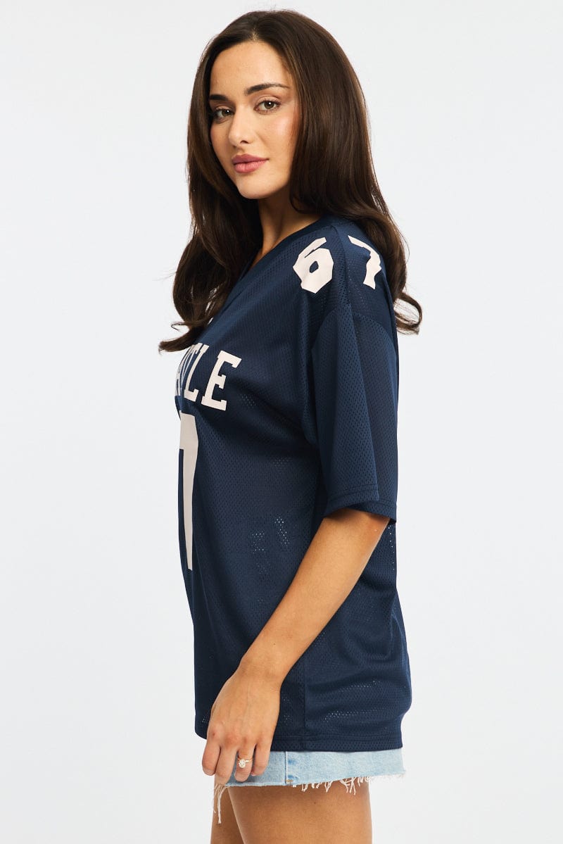 Blue Sport Tee Short Sleeve for Ally Fashion