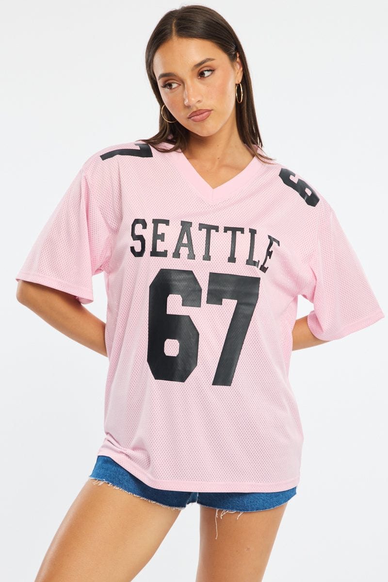 Pink Sport Tee Short Sleeve for Ally Fashion